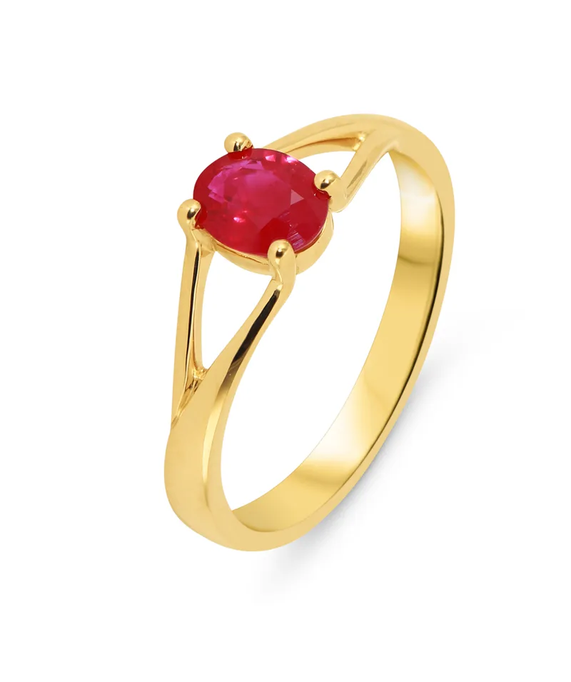 Bague Rubis Rouge Ovale 6x5mm en Or Jaune 750 pour femme - Bijoux Trabbia Vuillermoz