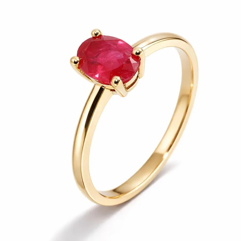 Bague Rubis Rouge Ovale 7x5mm en Or Jaune 750 pour femme - Bijoux Trabbia Vuillermoz